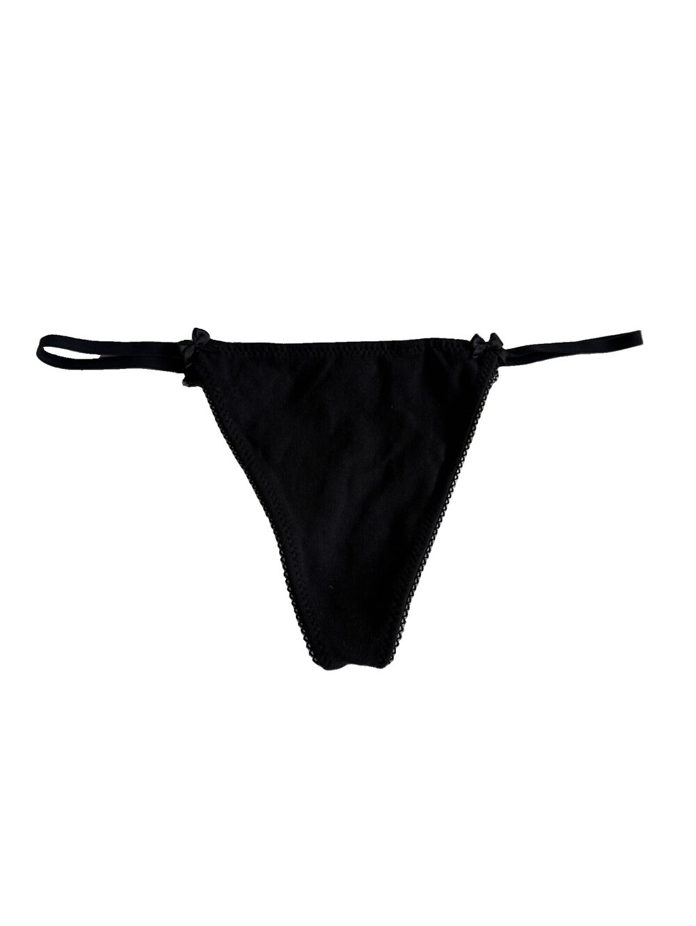 Victoria’s Secret PINK Black Bow Lace Back V String O/s